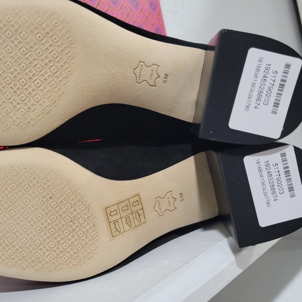 TORY BURCH Womens Black Logo Kira Round Toe Block Heel Leather Booties 5 NWT - Picture 6 of 10